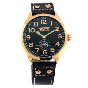 Reloj Aviador Mosca AV-1024 negra correa piel negra reloj de piloto de avión histórico Polikárpov I-16 2