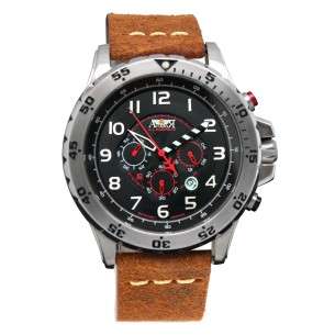 Aviator Orologio F-4 PHANTOM II AV-1028-GR nero cinturino in pelle marrone vintage storico aereo pilota orologio 2