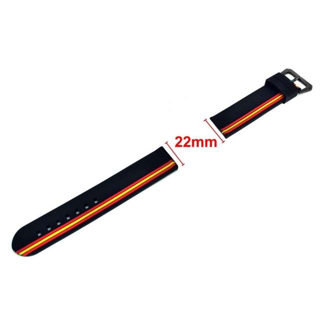 Buy Spain Flag Strap in Black Silicone with Pavon Buckle 22 mm