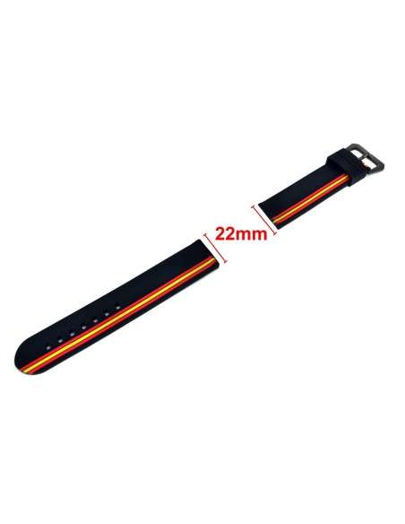 Buy Spain Flag Strap in Black Silicone with Pavon Buckle 22 mm