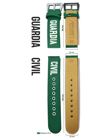 Cinturino in tessuto Civil Guard verde 22mm AVC-014-GC