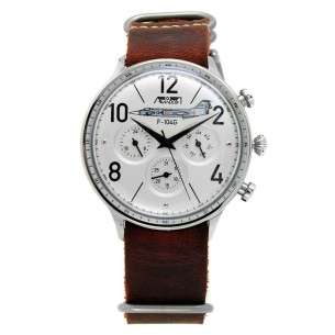 Reloj Aviador ESCUADRON 104 del Ala 12 con correa marrón nato 2