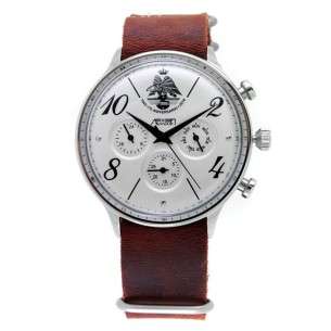 AVIATOR Watch 75th Anniversary AGA Silver Nato Strap Brown Leather AV-1230-1- NPM 2
