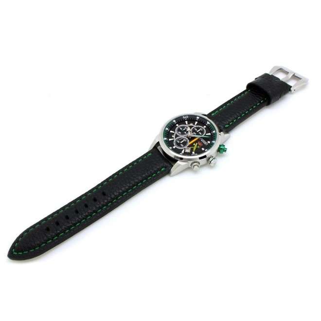 Buy Black Aviador Strap in Green Stitched Leather 22mm