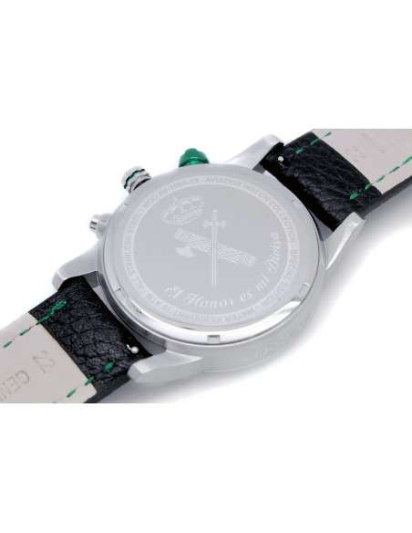 Buy Black Aviador Strap in Green Stitched Leather 22mm