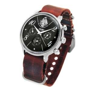 AVIATOR Watch 75th Anniversary AGA Black NATO Strap in Brown Leather AV-1231-NPM