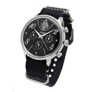 Reloj AVIADOR 75º Aniversario AGA Negro Correa NATO Negra en Piel AV-1231-NPN