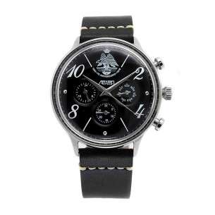 Reloj AVIADOR 75º Aniversario AGA Negro Correa Negra en Piel AV-1231 2