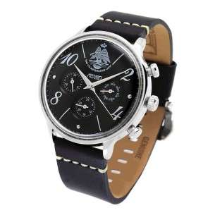 Reloj AVIADOR 75º Aniversario AGA Negro Correa Negra en Piel AV-1231