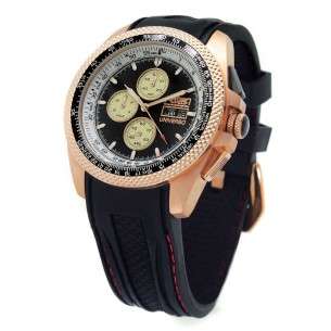Orologio Universo AVIATOR AV-1169-2 Nero, Acciaio Inossidabile placcato oro, 10 ATM