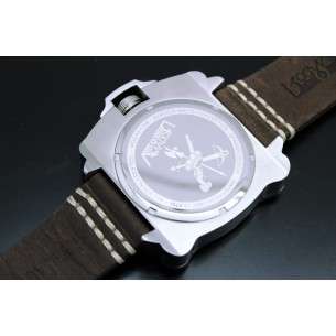 AVIATOR watch Instruments AV-1196-PME Steel, steel case 52 mm, leather strap, calendar, mineral crystal, WR 10 ATM. 2