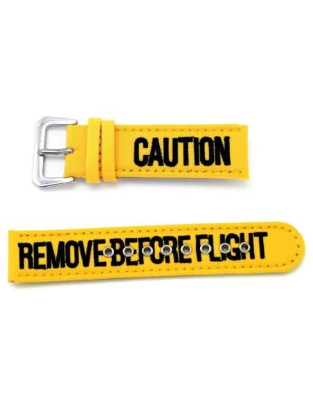 Bracelet AVIATEUR RBF Jaune en Nylon et Cuir 24mm AVC-012QR