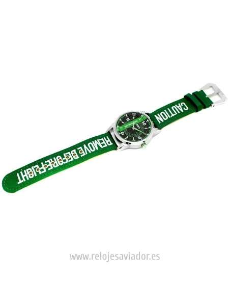 Bracelet AVIATEUR RBF Vert en Nylon et Cuir 22mm