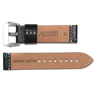Buy Vintage Black Leather Aviador Strap with White Stitching 2