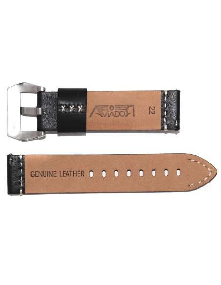 Buy Vintage Black Leather Aviador Strap with White Stitching