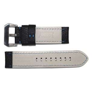 Black Leather AVIATOR Strap with Blue Stitching 24mm 2