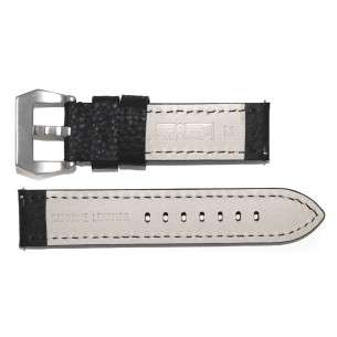 Black Leather AVIATOR Strap with Black Stitching 22mm 2