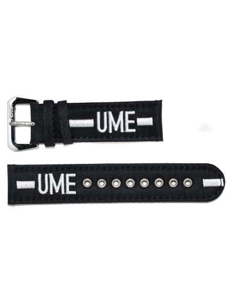 Bracelet AVIATEUR UME Noir en Nylon et Cuir 22mm
