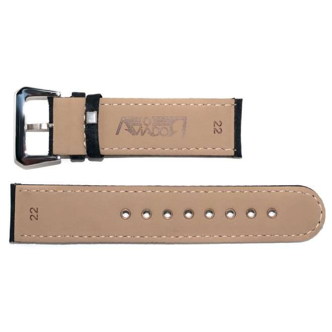 Bracelet AVIATEUR UME Noir en Nylon et Cuir 22mm