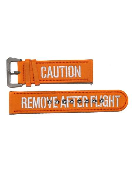 Bracelet AVIATEUR RAF Orange en Nylon et Cuir 24mm