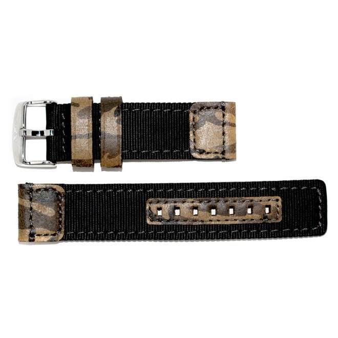 Army Camouflage Green AVIATOR Strap in Nylon and Leather 22mm