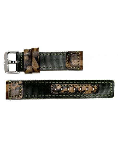 Army Camouflage Green AVIATOR Strap in Nylon and Leather 22mm