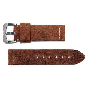 Bracelet Aviateur Modèle Grunge en Cuir Marron Brossé24mm