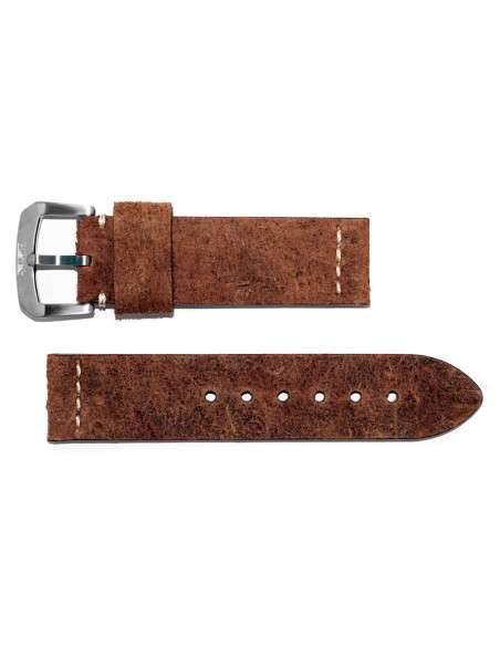 Bracelet Aviateur Modèle Grunge en Cuir Marron Brossé24mm