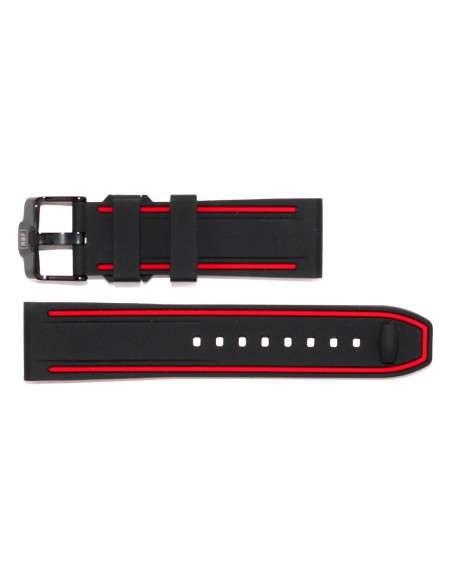 RBF Cinturino AVIATORE Nero con Linea Rossa in Gomma 24mm