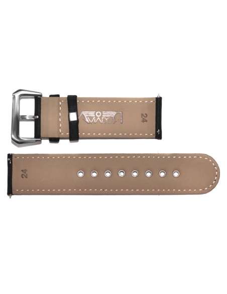 Bracelet AVIATEUR RBF Noir en Nylon et Cuir 24mm AVC-011QR-24