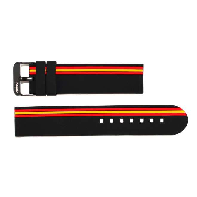 Buy Spain Flag Strap in Black Silicone with Pavon Buckle 22 mm