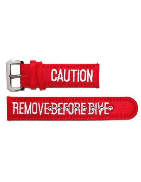 Correa AVIADOR RBD Roja en Nylon y Cuero 22mm AVC-012QR-RBD