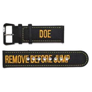 RBJ-DOE Black nylon and leather AVIATOR Strap 24mm