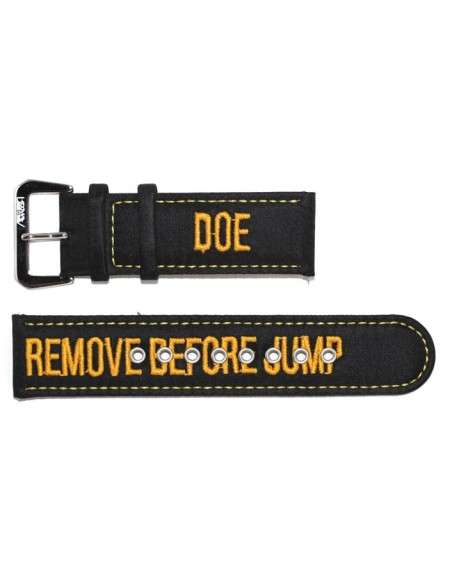 Bracelet AVIATEUR en nylon et cuir noir RBJ-DOE 24mm