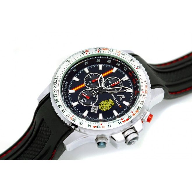 Buy Black Aviador Strap in Topstitched PU Rubber 22-24 mm for