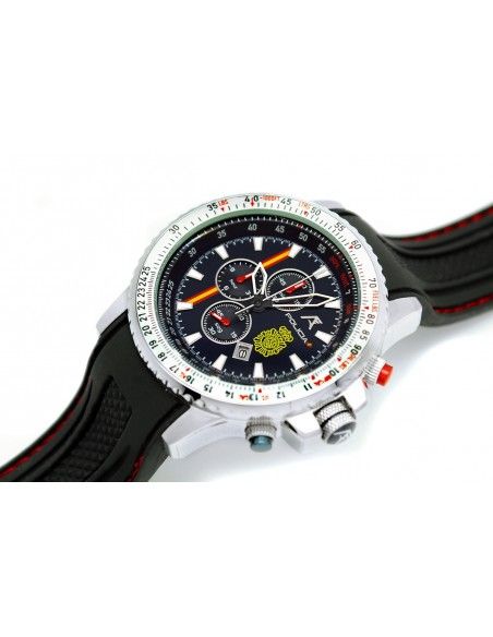 Buy Black Aviador Strap in Topstitched PU Rubber 22-24 mm for