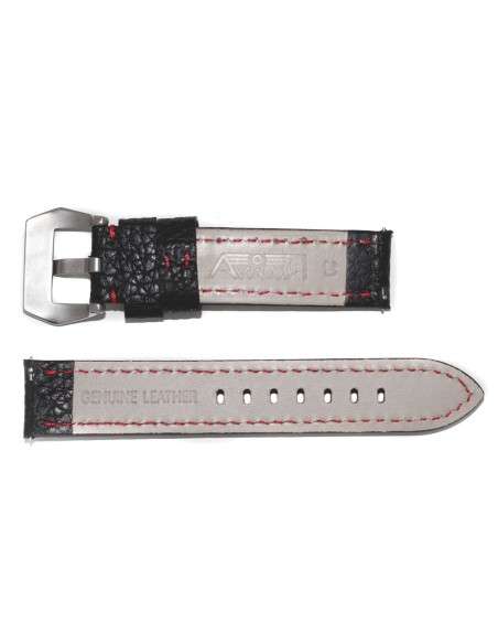 Larru BELTZEKO HEGAZKIN-UHALA, 20 mm-ko Jostura Gorriarekin